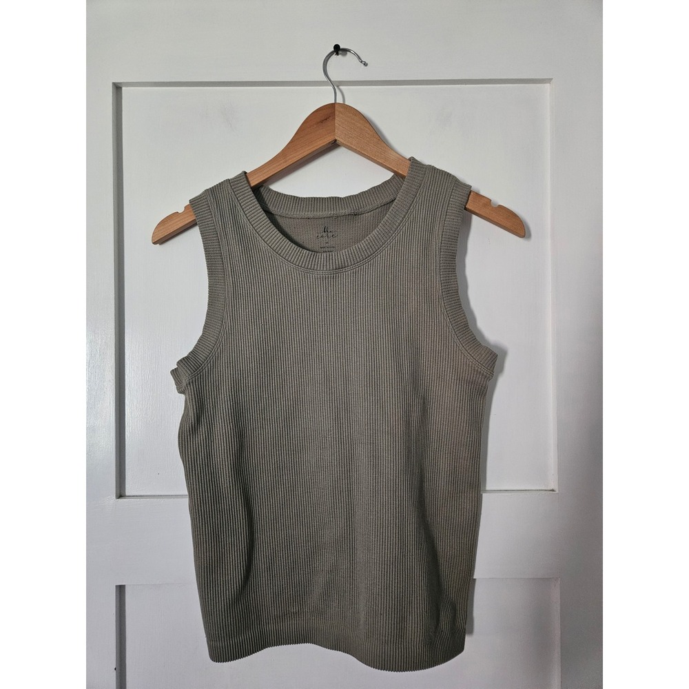 BKE Core Olive Green Ribbed Knit Scoop Neck Seamless Tank Top Size‎ M/L - Picture 13 of 14